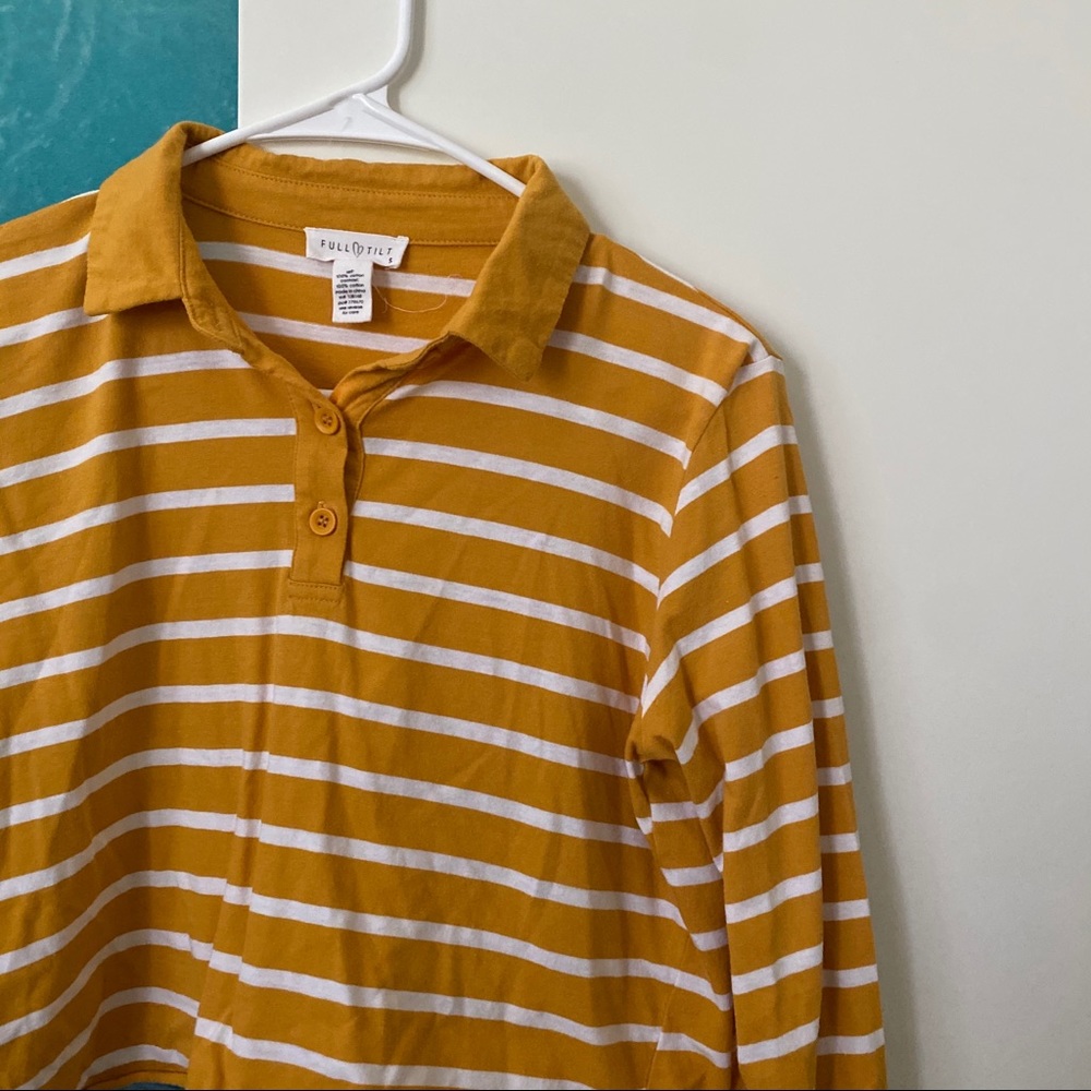 Yellow and white long sleeve with collar